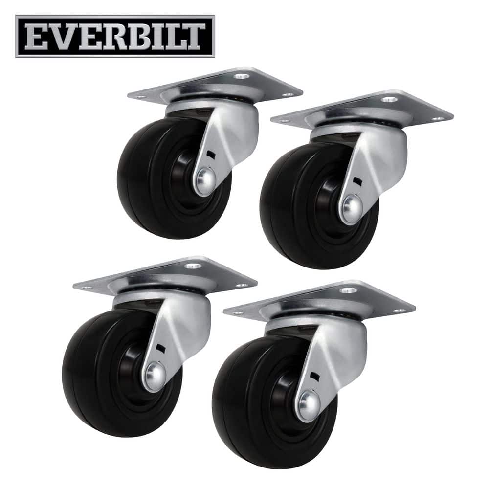 3 in. Black Soft Rubber and Steel Swivel Plate Casters with 175 lbs. Load Rating 4 Pack price history on PriceWatchPro