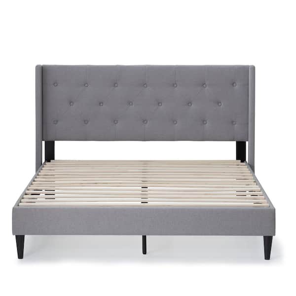 Brookside Isabelle Upholstered Stone Queen Wingback Diamond Tufted Platform Bed