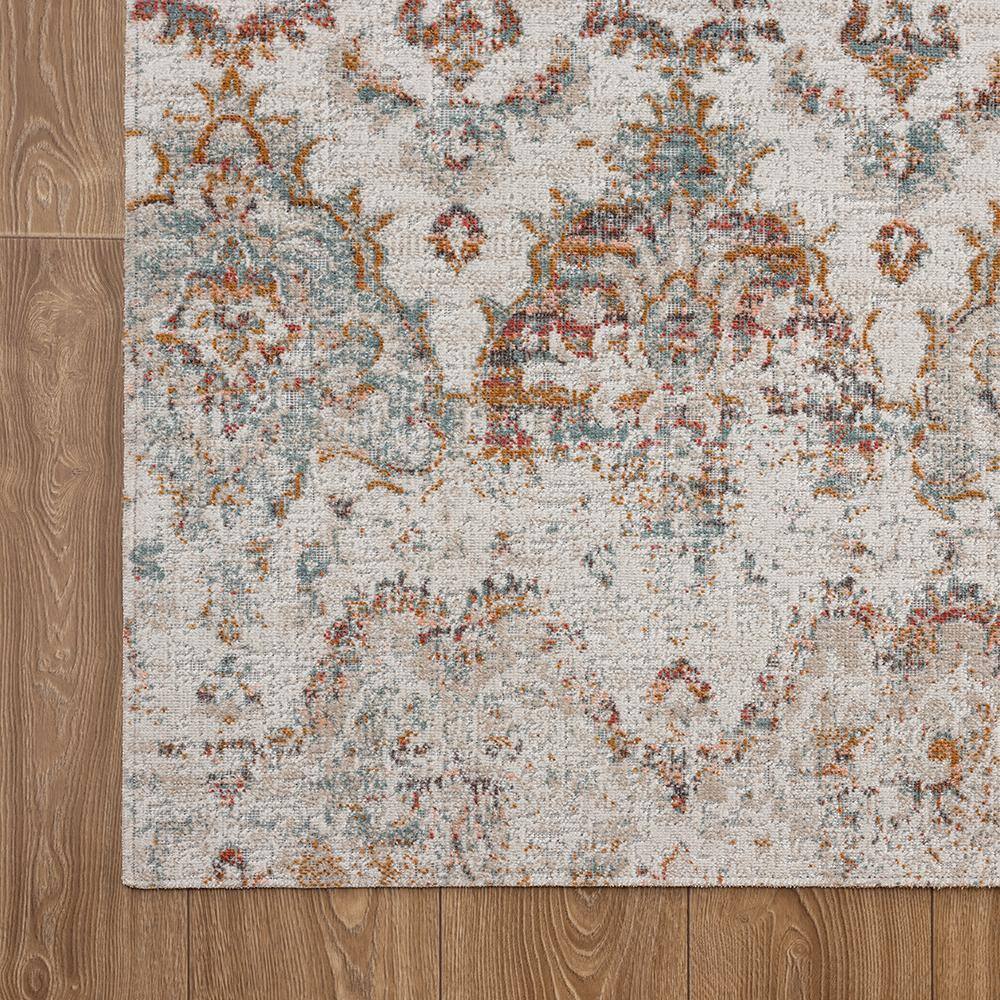 Reversible Blue Synthetic 94"x63" Easy-Care Area Rug