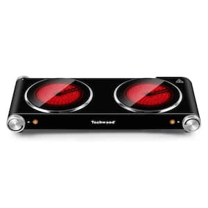 Elexnux Portable 2-Burner 7.1 in. Red Electric Hot Plate 1800-Watt