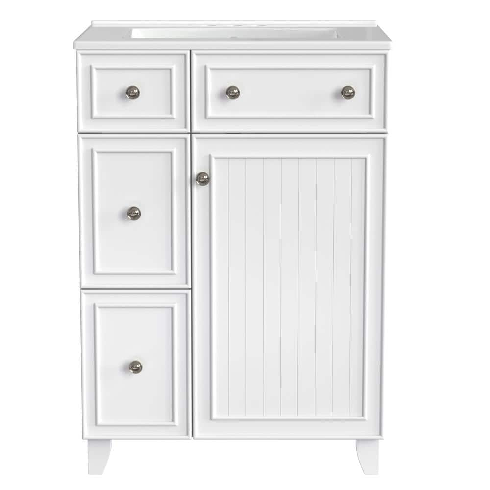24 in. Single Sink Freestanding White Bath Vanity with White Ceramic Top Unassembled price history on PriceWatchPro
