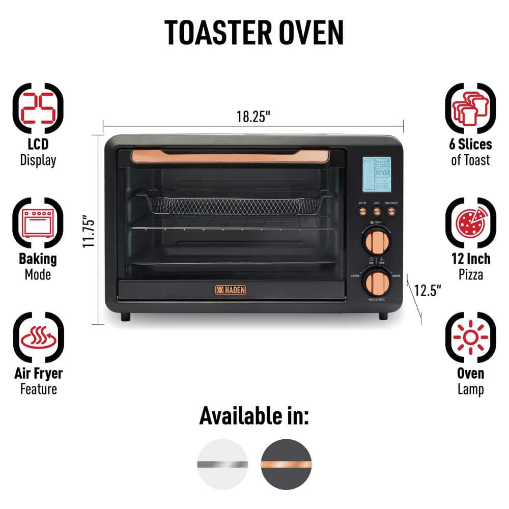 Haden Black Digital 6-Slice Toaster Oven with Air Fryer