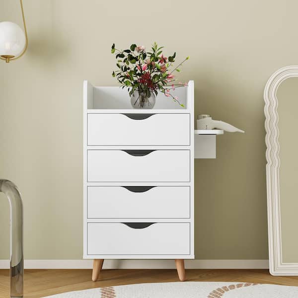 Unbranded 4 Drawers White Wood 12 in. Vertical File Cabinet Type File Cabinet Modern Simple Hair Desk Multi Layer Storage Cabinet JW W1778140801