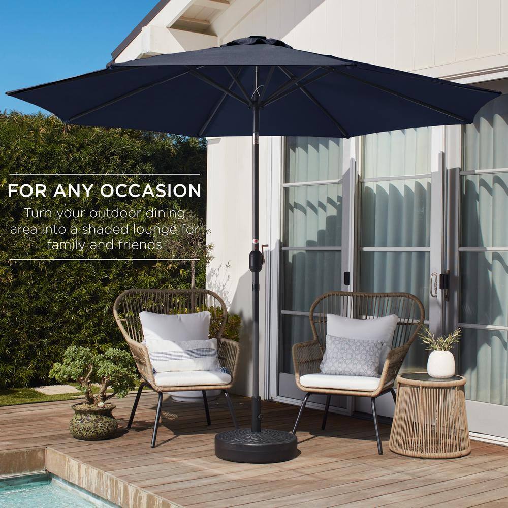 Navy Blue 10ft Steel Market Patio Umbrella with Crank and Tilt