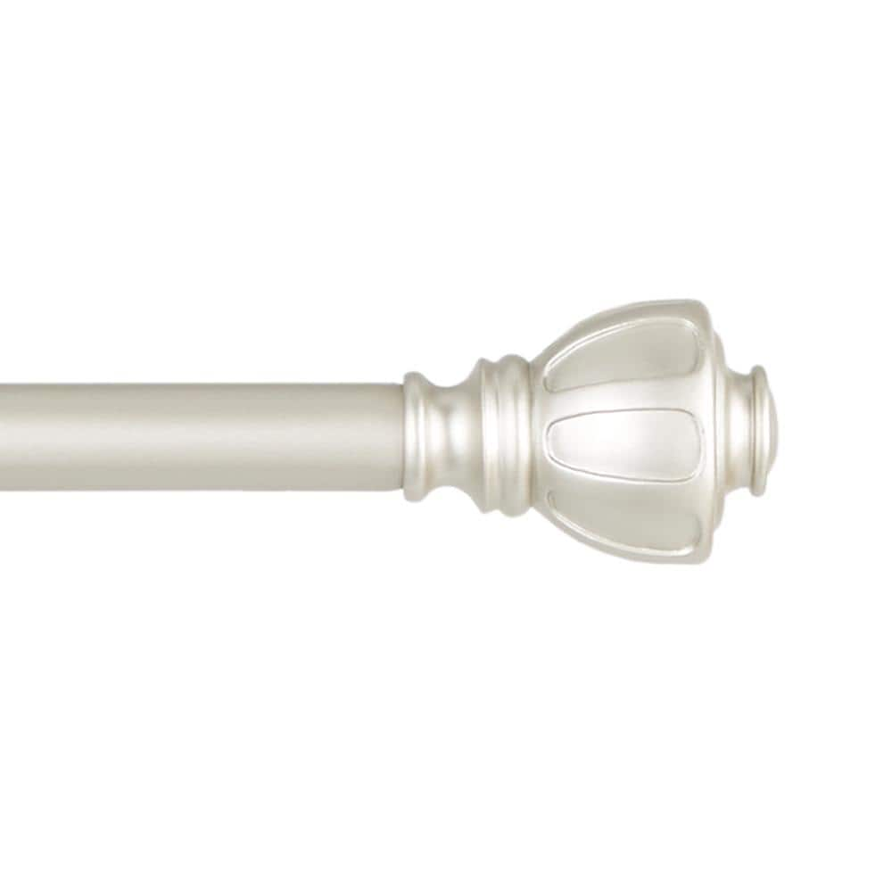 EXCLUSIVE HOME Ronaldo 66 in. - 120 in. Adjustable Length 1 in. Dia Single Curtain Rod Kit in Matte Nickel with Finial