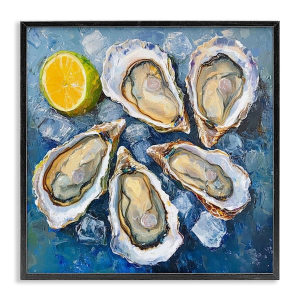 Lemon and Oysters Seafood by LSR Design Studio Black Framed Food Giclee Art Print 12 in. x 12 in.