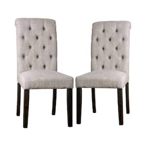 Lorcan Upholstered Antique Black and Light Gray Side Chairs (Set of 2)