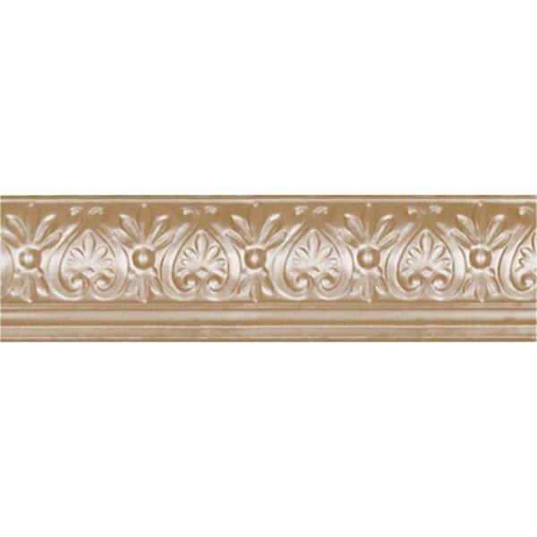 Shanko 6-5/8 in. x 4 ft. x 6-1/4 in. Satin Brass Nail-up/Direct Application Tin Ceiling Cornice (6-Pack)