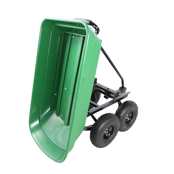 JUJABU 2.4 cu. ft Grass Green Metal Folding Car, Garden Cart with