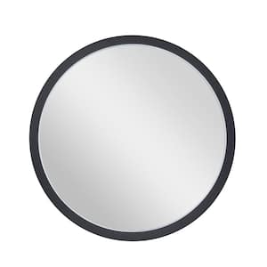 30 in. x 30 in. Round Minimalistic Medium Size Framed Black Wall Mirror