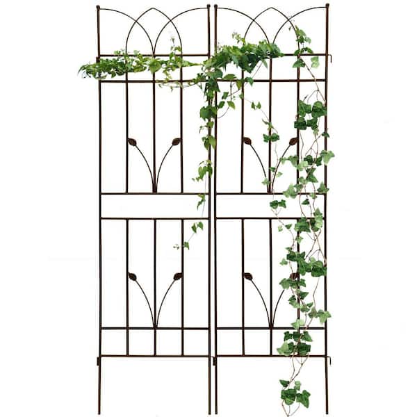 TUYOHW Plant Trellis for Climbing Plants, 17.7"L x 71"H Garden Metal Trellis for Vine Flower Plant Support(Brown, 2 Pack)