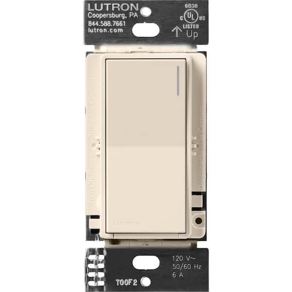 Lutron Sunnata Switch, for 6A Lighting or 3A 1/10 HP Motor, Single Pole/Multi Location, Light Almond (ST-6ANS-LA)