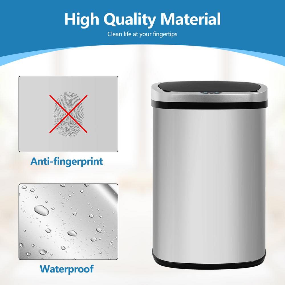 13 Gallon Stainless Steel Touchless Motion Sensor Trash Can