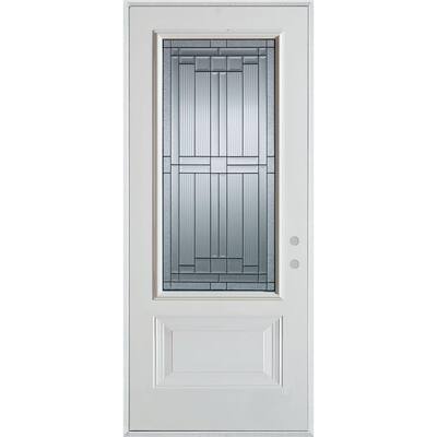 32 in. x 80 in. Architectural 3/4 Lite 1-Panel Painted White Steel Prehung Front Door
