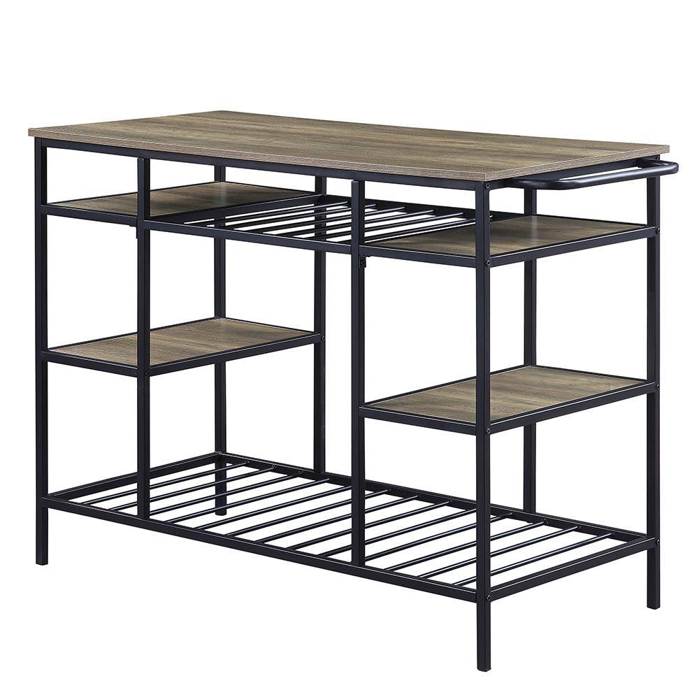 Acme Furniture Lona Rustic Oak & Black Finish Kitchen Islands