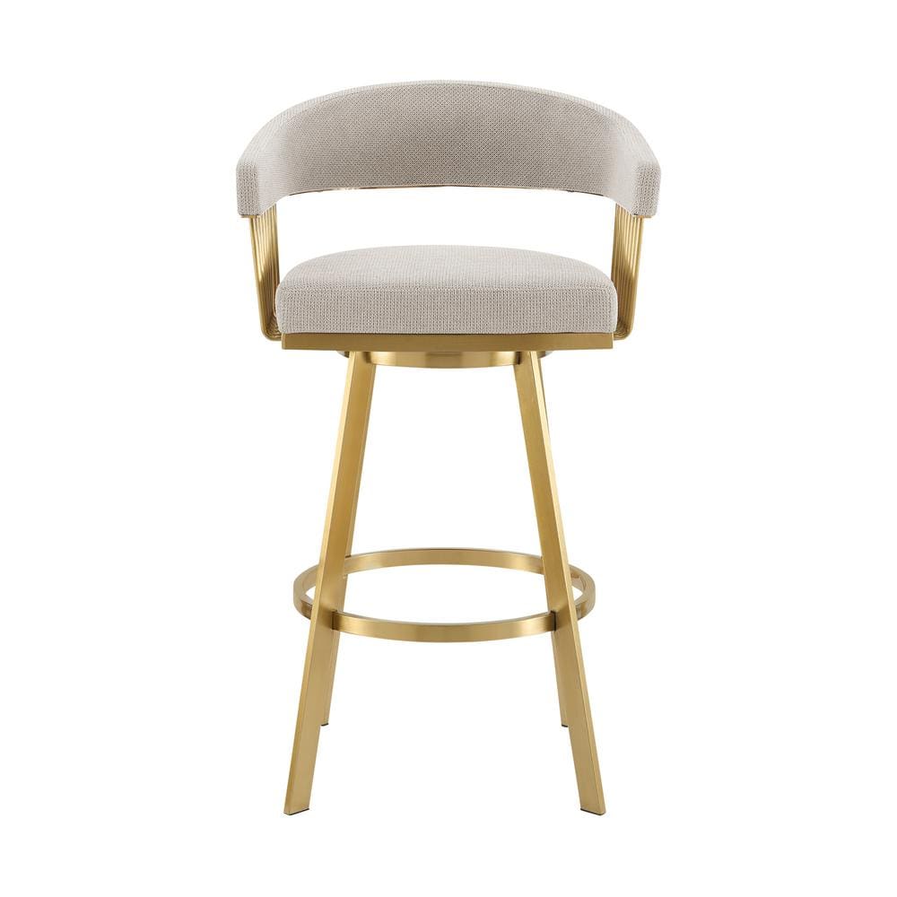 Chelsea 26" Taupe Swivel Counter Stool with Gold Metal Frame