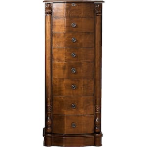 Antoinette Walnut Jewelry Armoire with 7-Drawers 37.75 in. H x 16 in. W x 10.75 in. D