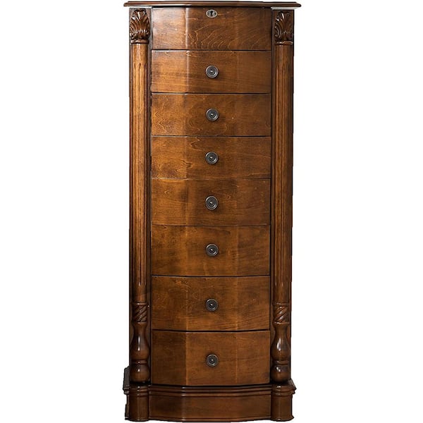 HIVES HONEY Antoinette Walnut Jewelry Armoire with 7-Drawers 37.75 in. H x 16 in. W x 10.75 in. D