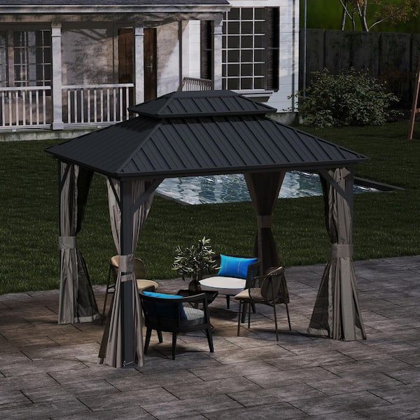 domi outdoor living Domi 8 ft. x 10 ft. Galvanized Steel Hardtop
