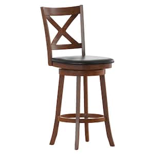 43 in. Antique Oak/Black Full Wood Bar Stool with Wood Seat