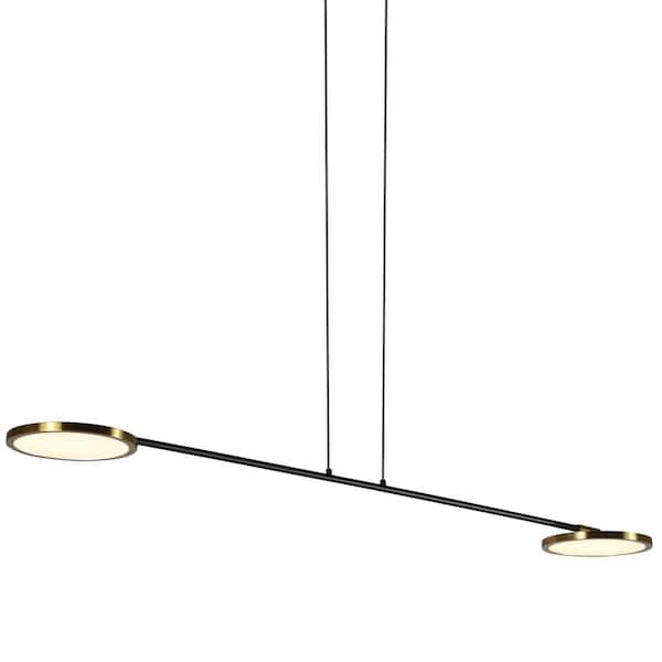 VONN Lighting Torino 15.77-Watt ETL Certified Integrated LED Antique Brass Adjustable Pendant Island Lighting with Rotating LED Disks