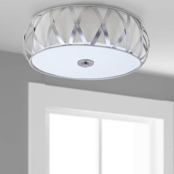 Charing Cross 15 in. 2-Light Chrome Flush Mount Light