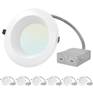 6 in. Canless Light with J-Box CCT 3000K 3500K 4000K 5000K Dimmable Remodel Integrated LED Recessed Light Kit (6-Pack)