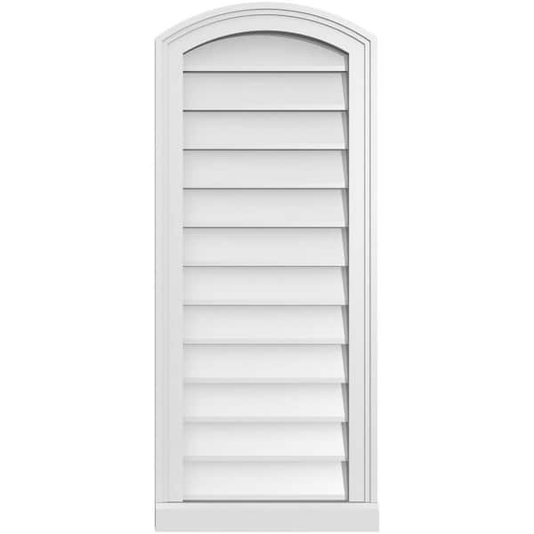 Ekena Millwork 16 in. x 38 in. Arch Top Surface Mount PVC Gable Vent: Functional with Brickmould Sill Frame