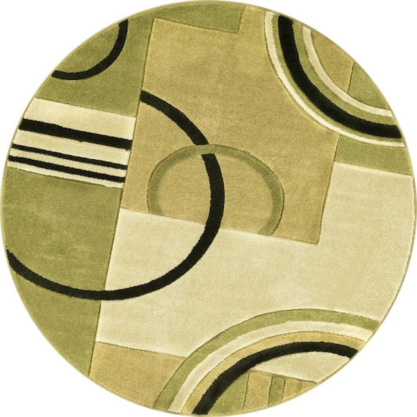 Well Woven Ruby Galaxy Waves Green 5 ft. x 5 ft. Round Modern Area Rug