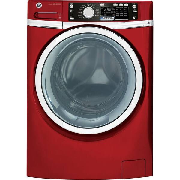 GE 4.5 cu. ft. DOE Front Load Washer with Steam in Ruby Red, ENERGY STAR