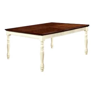 Galentine Vintage White and Dark Oak Wood 4 Legs Expandable Dining Table (Seats 8)