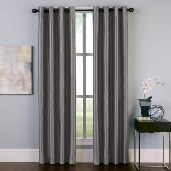 Pewter Striped Blackout Curtain - 50 in. W x 120 in. L 1Q80610CPT