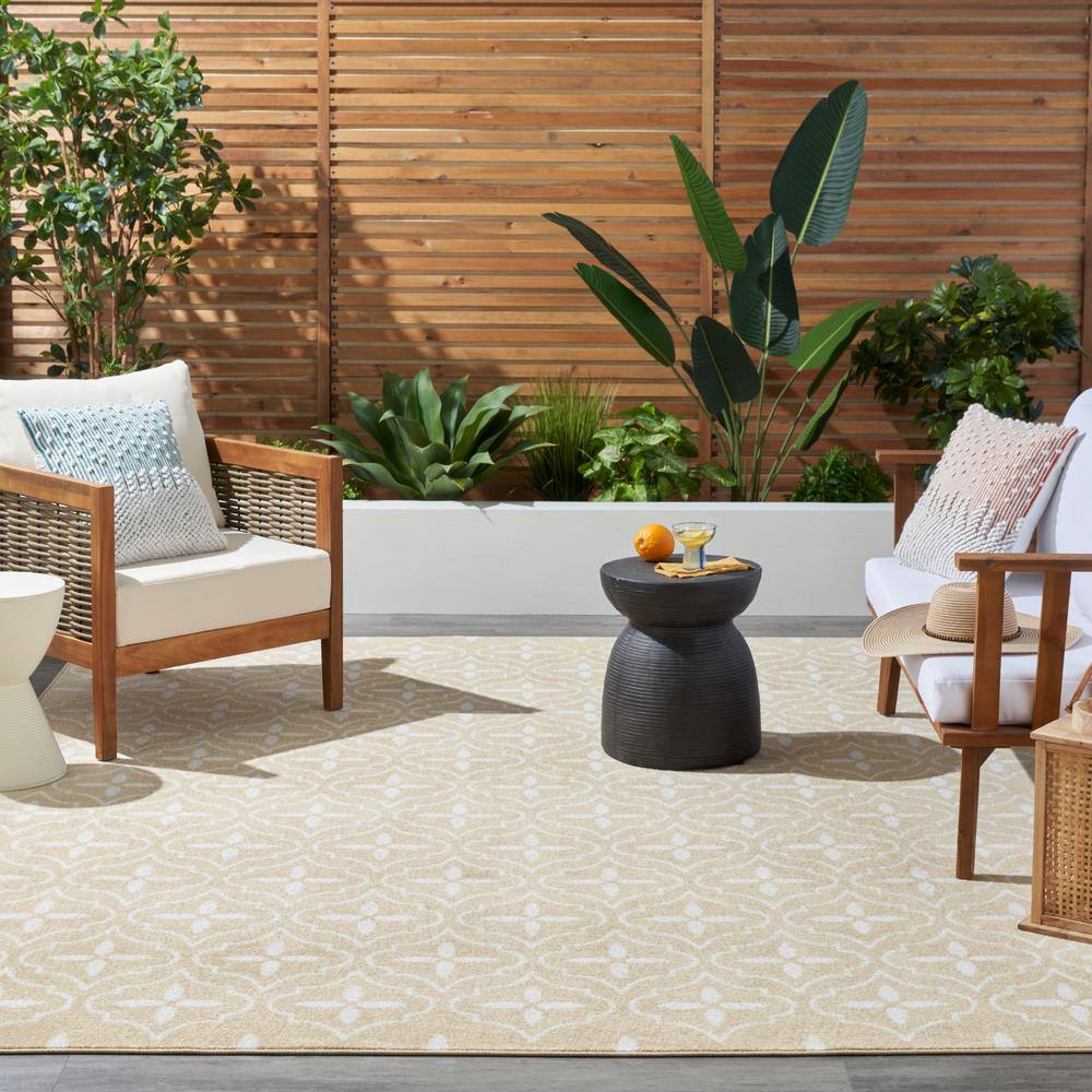 Ivory Beige 6' x 9' Synthetic Moroccan Trellis Area Rug