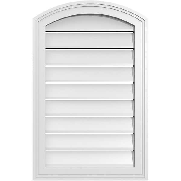 Ekena Millwork 18" x 26" Arch Top Surface Mount PVC Gable Vent: Non-Functional with Brickmould Frame