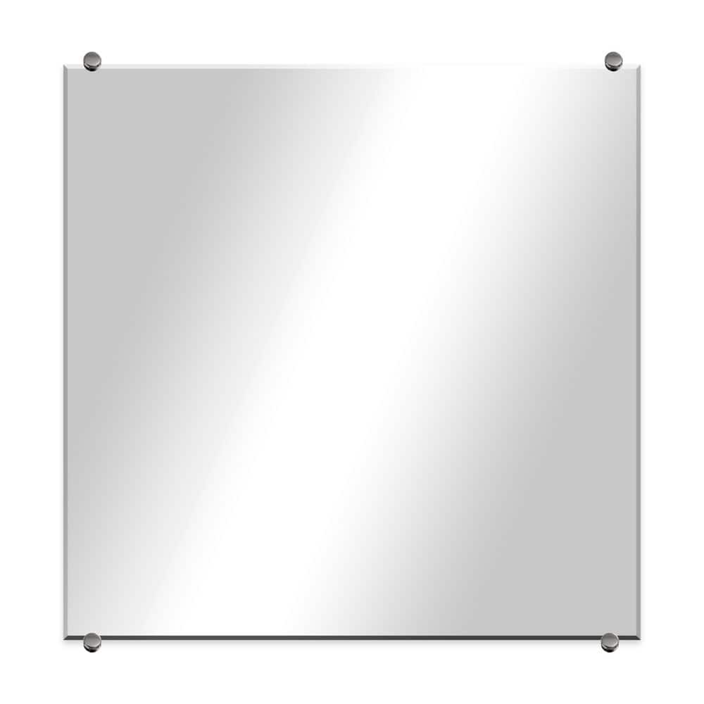 Modern Rustic (30in. W x 30in. H) Frameless Square Beveled Wall Mirror with