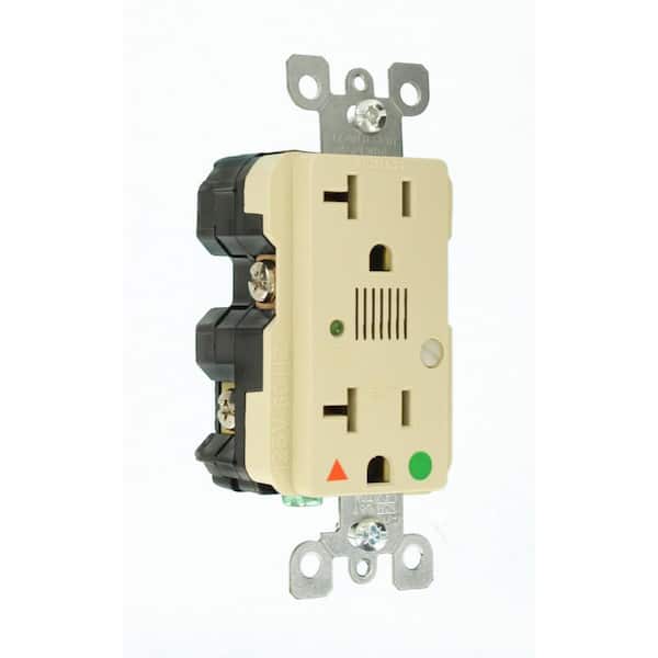 Decora 20 Amp 125 V Hospital Grade Isolated Ground Surge Duplex Outlet/Receptacle w/ Alarm, Ivory (1-Pack) 8380-IGI