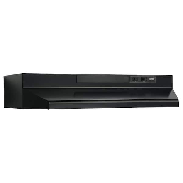 Broan-NuTone BUEZ3 30 in. 260 Max Blower CFM Convertible Under-Cabinet Range Hood with Light and Easy Install System in Black
