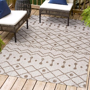 Nokat Tribal Bohemian Beige/Brown 8 ft. x 10 ft. Indoor/Outdoor Area Rug