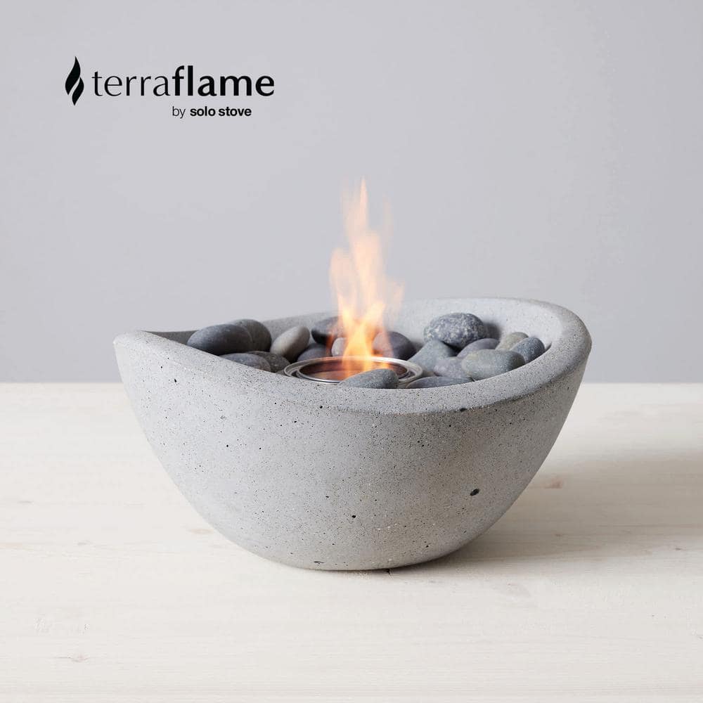 Solo Stove Wave 11 in Indoor/Outdoor Concrete Tabletop Fire Bowl in Pewter