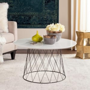 small round white wood coffee table