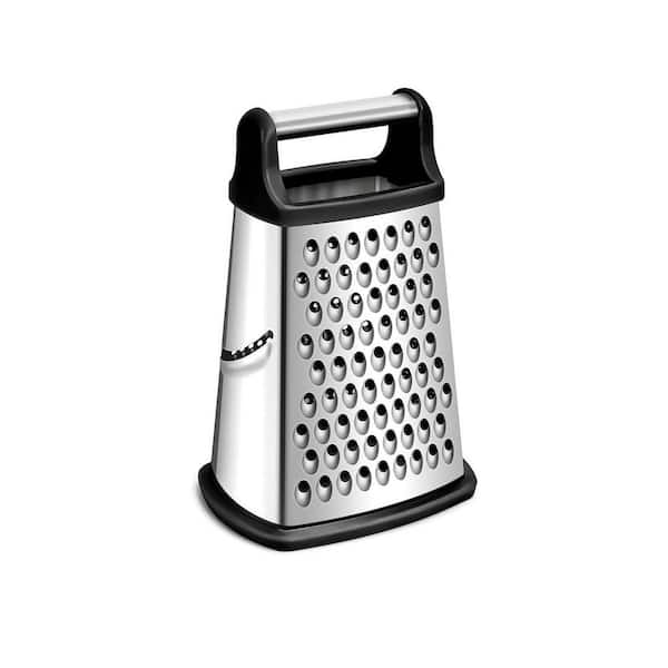 Professional Kitchen Box Grater Black Stainless Steel Cheese Grater with 4 Sides Handle for Vegetables