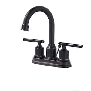 4 in. Centerset Double Handle High Arc Bathroom Faucet in Oil Rubbed Bronze