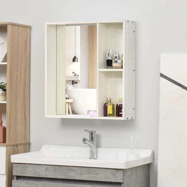 Unbranded White 24.75 in W x 25.5 in. H Cottage Rectangle MDF Framed Mirror Wall Mirror Vanity Mirror
