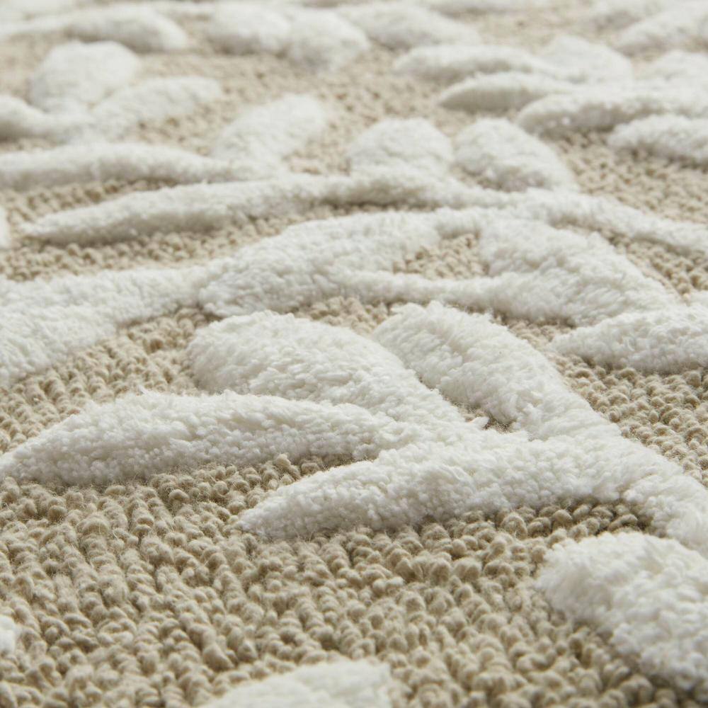 Taupe Cotton Tufted Botanical Leaf Bath Rug
