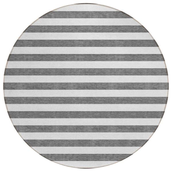 Addison Rugs Chantille ACN528 Charcoal 8 ft. x 8 ft. Round Machine Washable Indoor/Outdoor Geometric Area Rug