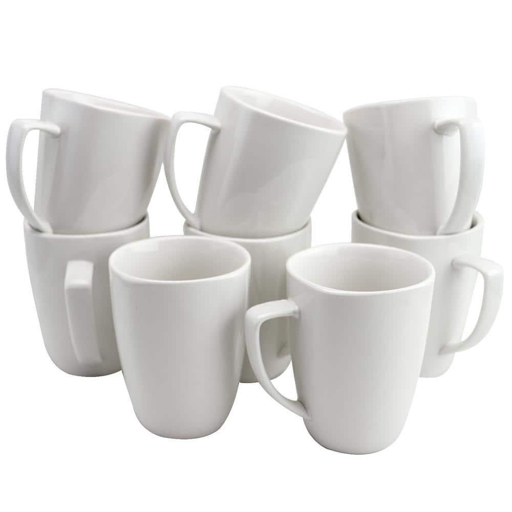 Crisp Matte White Coffee Mug Set of 8