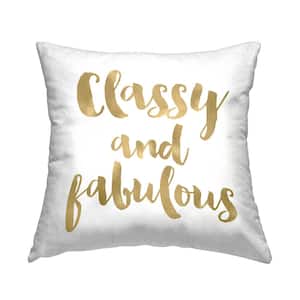 Classy & Fabulous Yellow Print Polyester 18 in. x 18 in. Throw Pillow