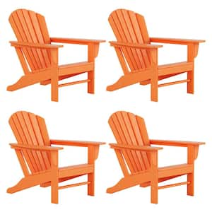 Mason Orange Poly Plastic Outdoor Patio Classic Adirondack Chair, Fire Pit Chair (Set of 4)