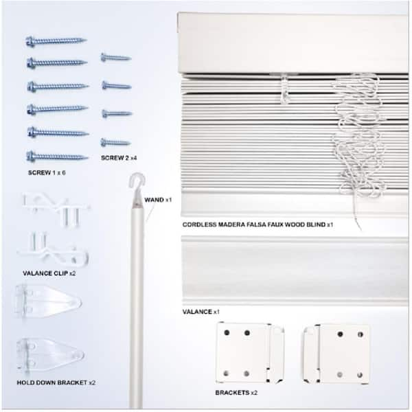 ACHIM GII Madera Falsa White Cordless Room Darkening Faux Wood