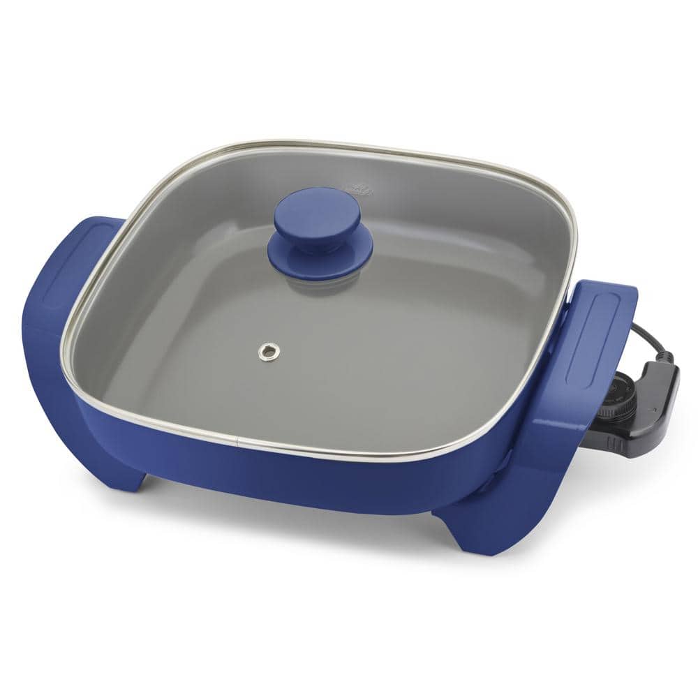 GreenLife 12 in. 5 qt. Night Blue Square Ceramic Nonstick Electric